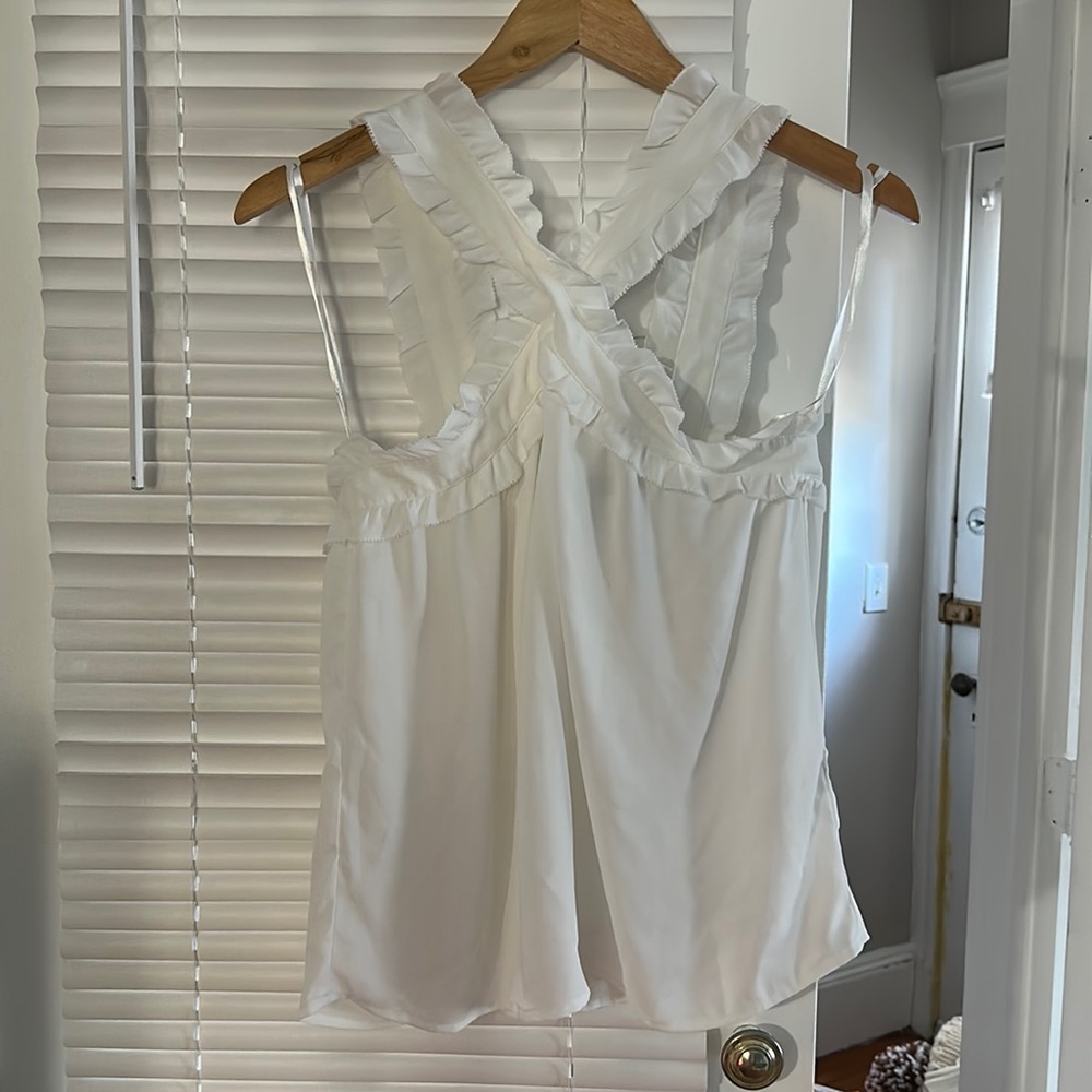 J. Crew white tank, criss cross front detail, brand new with tag, sz 0
